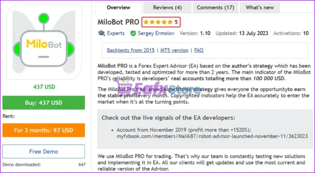 MiloBot PRO EA Overview