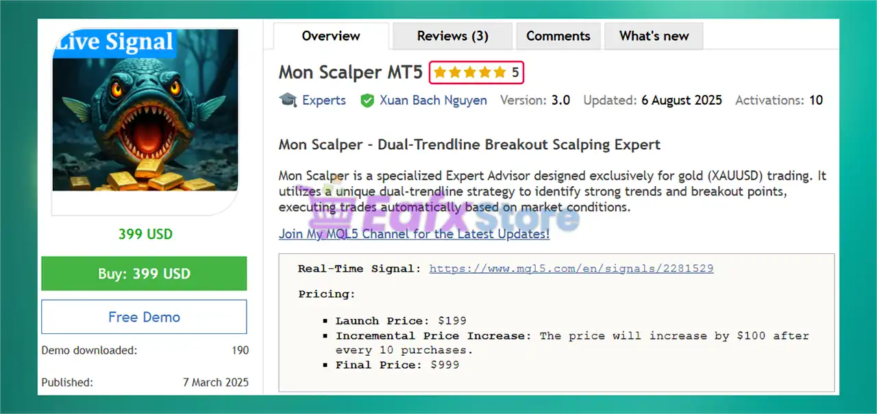 Mon Scalper MT5 (Latest version) – GroupBuy 2 Mon Scalper MT5 Overview