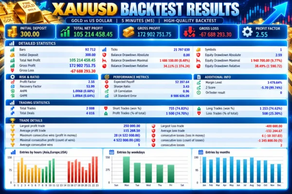 My AI Gold EA Backtests Results