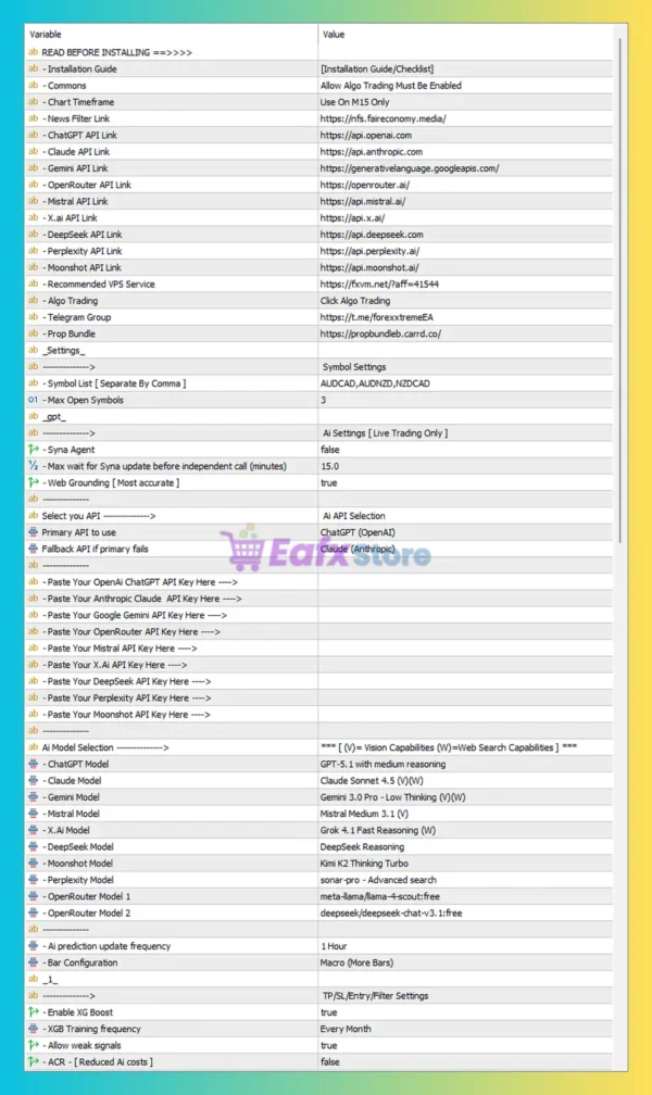 Nano Machine EA MT5 Settings Panel