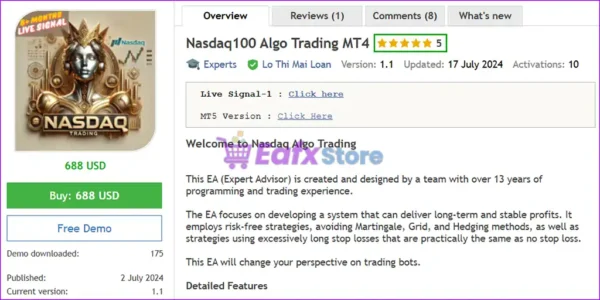 Nasdaq100 Algo Trading MT4 Overview