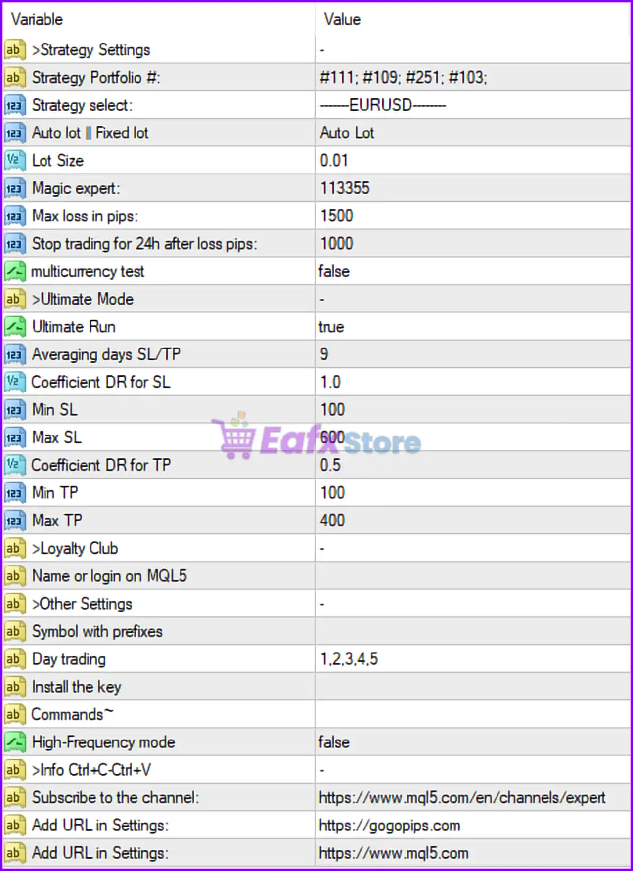Nesco MT4 v6.1 with SetFiles (Platform build 1471+) 5 Nesco MT4 Settings Panel