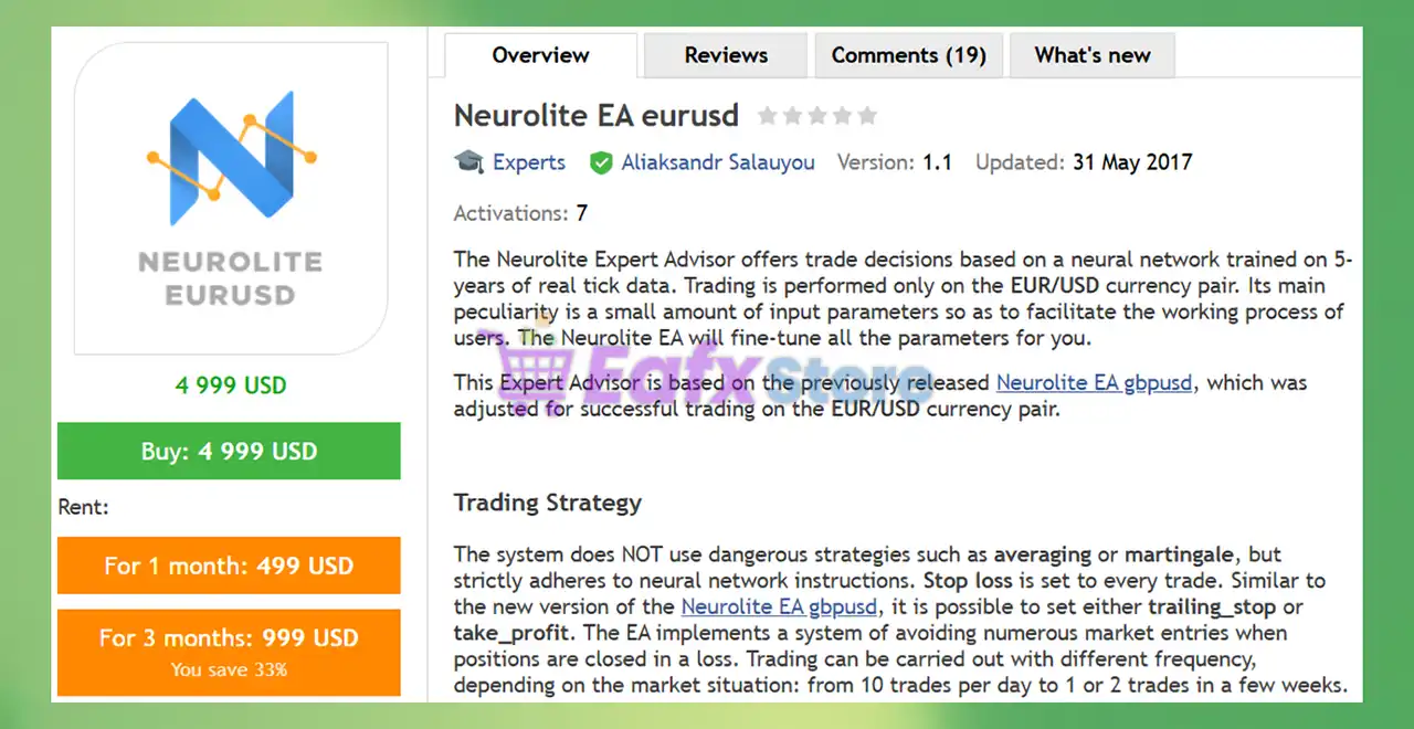 Neurolite EA EURUSD MT5 (Latest version) – GroupBuy 2 Neurolite EA EURUSD MT5 Overview