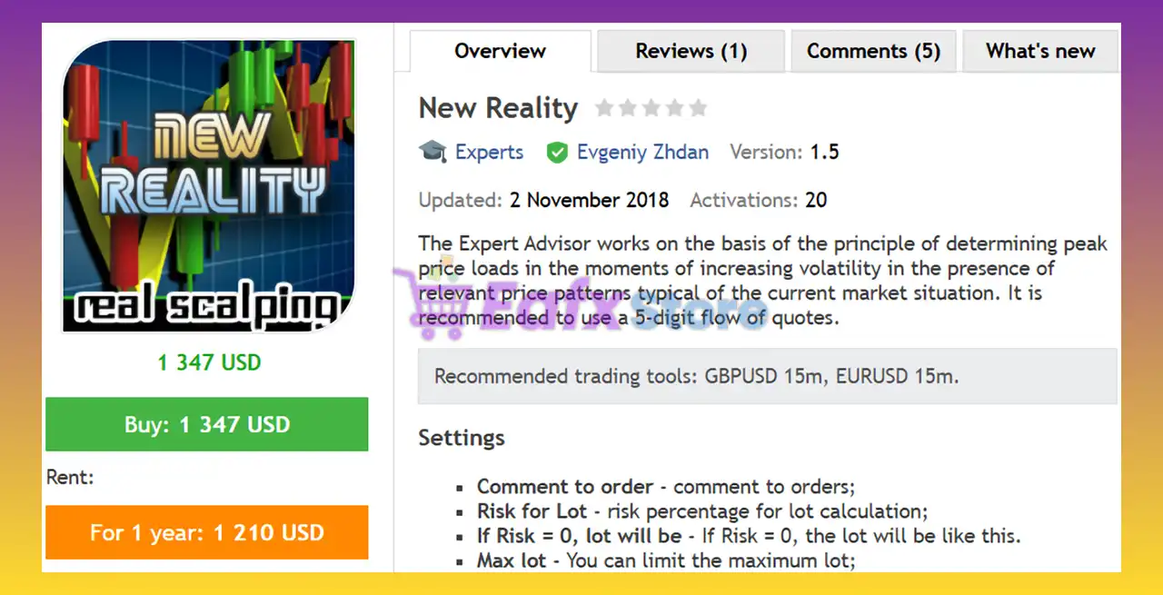 New Reality EA MT4 (Latest version) - Unlimited 2 New Reality EA MT4 Review