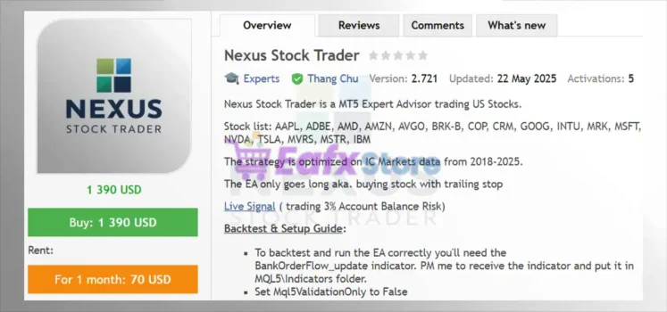 Nexus Stock Trader EA MT5 Overview