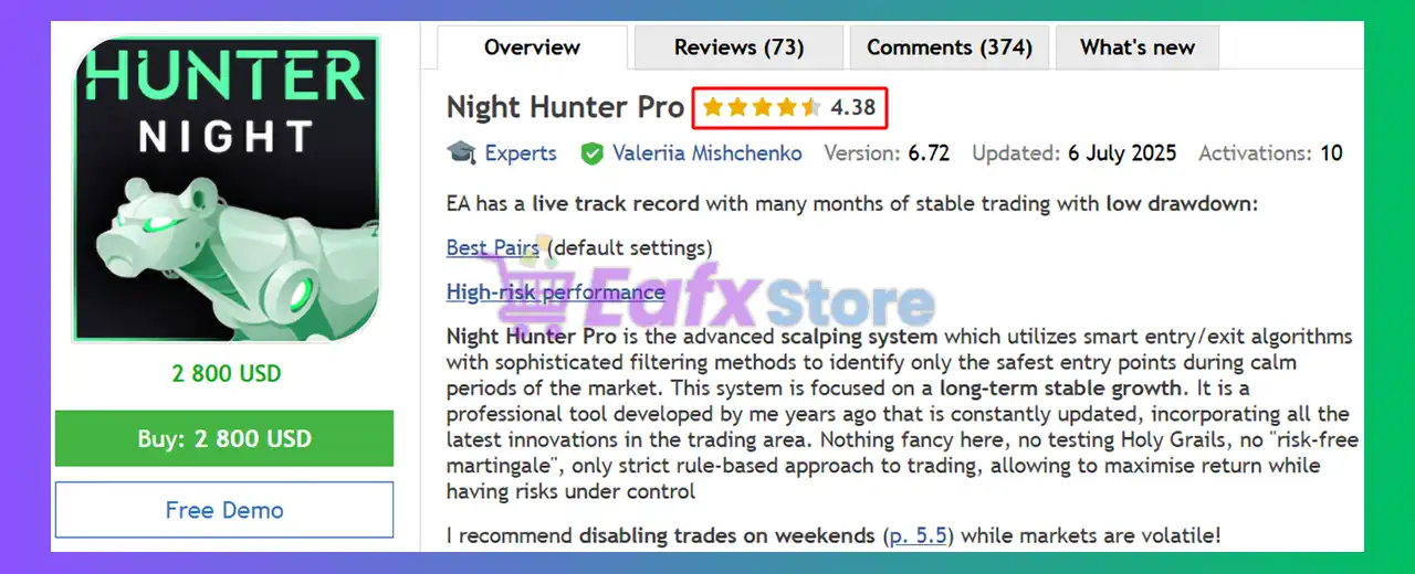 Night Hunter Pro MT4 v6.57 + SetFiles (Platform build 1453+) 2 Night Hunter Pro MT4 Review