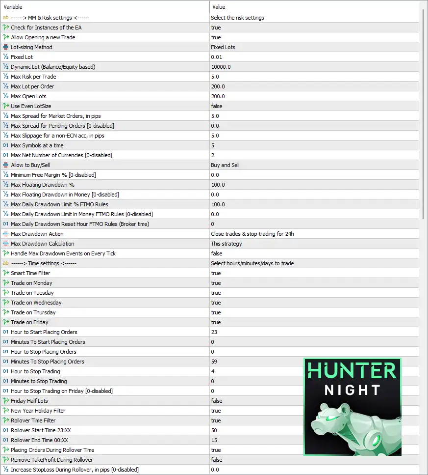 Night Hunter Pro MT5 (Latest version) – GroupBuy 8 Night Hunter Pro MT5 Settings Panel