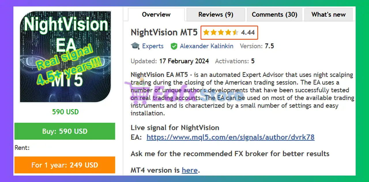 NightVision MT5 with SetFiles (Latest version) – GroupBuy 4 NightVision MT5 Review
