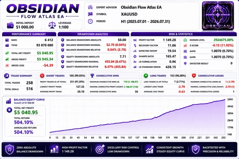 Obsidian Flow Atlas EA Backtests Results
