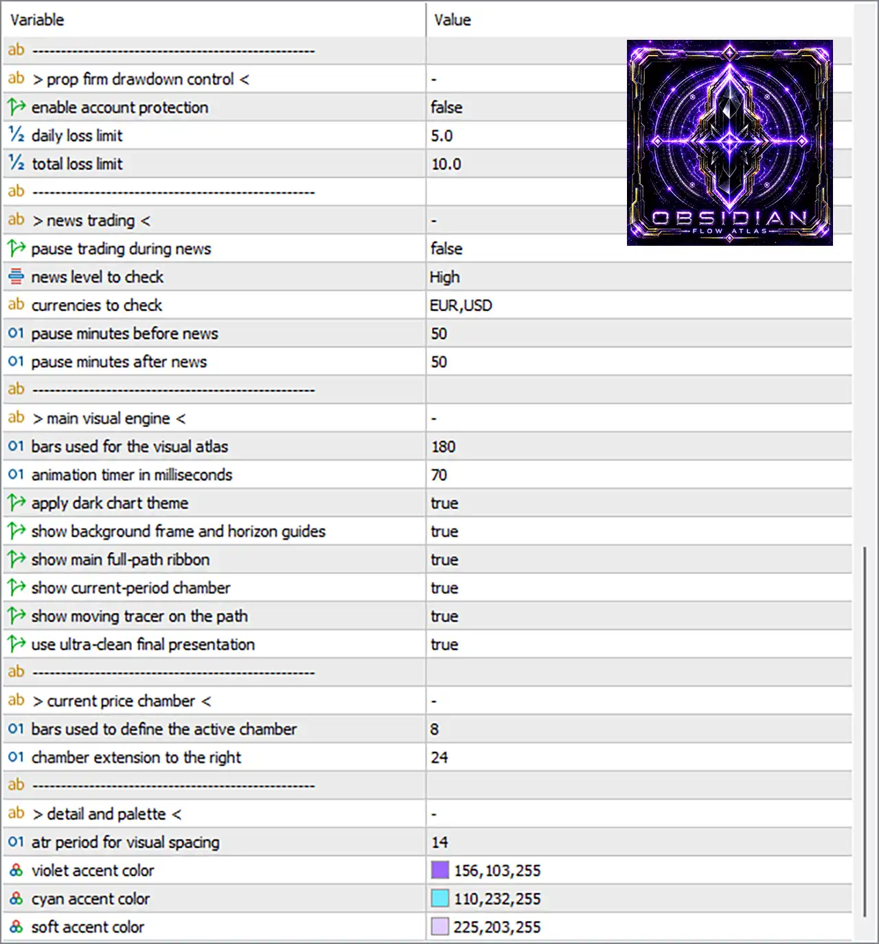 Obsidian Flow Atlas EA Setting Panel