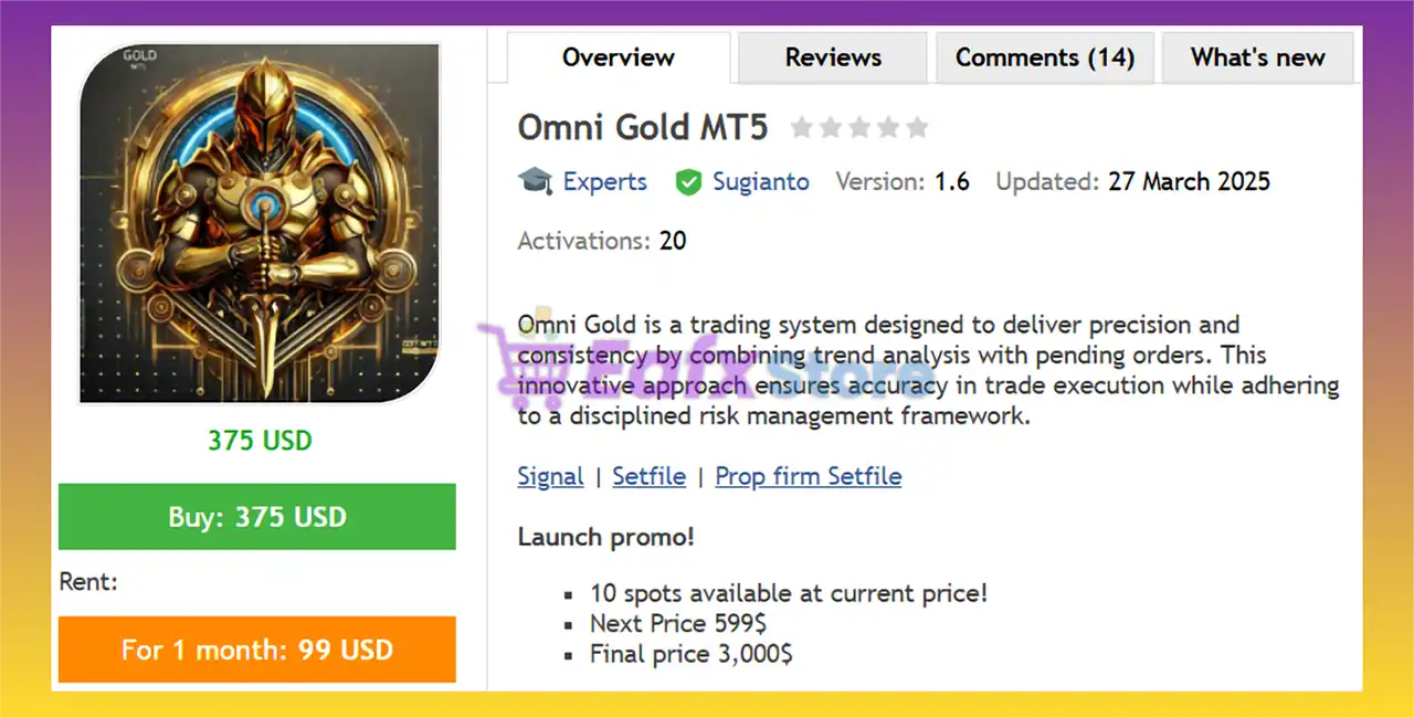 Omni Gold MT5 with SetFiles (Latest version) – GroupBuy 2 Omni Gold MT5 Overview