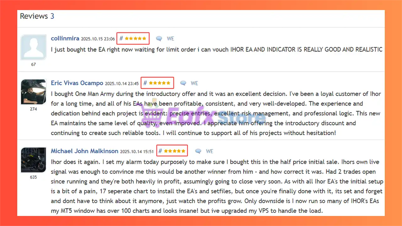 One Man Army EA MT5 + SetFiles (Latest version) – GroupBuy 5 One Man Army EA MT5 is rated 5 stars