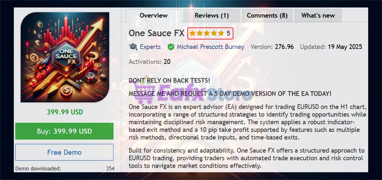 One Sauce FX EA MT5 (Latest version) – GroupBuy 2 One Sauce FX EA MT5 Overview