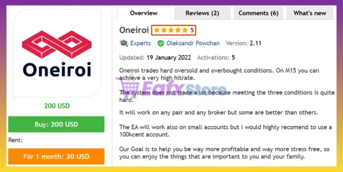 Oneiroi EA MT5 Review