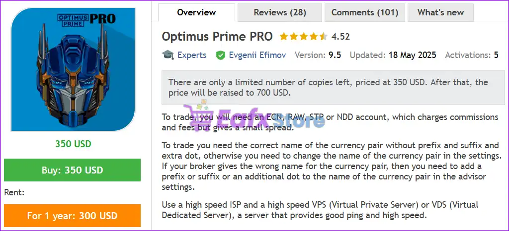 Optimus Prime PRO EA MT4 (Latest version) - PreOrder 2 Optimus Prime PRO EA MT4 Overview
