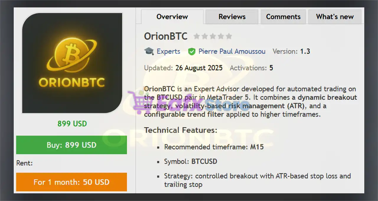 OrionBTC EA MT5 (Latest version) – GroupBuy 2 OrionBTC EA MT5 Overview