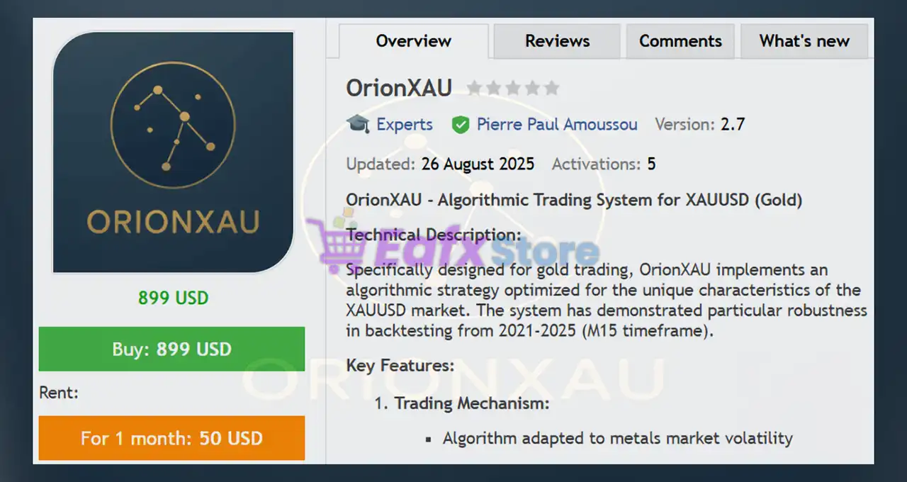OrionXAU EA MT5 (Latest version) – GroupBuy 2 OrionXAU EA MT5 Overview