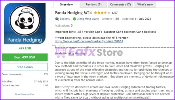 Panda Hedging MT4 Overview