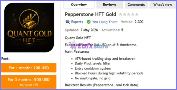 Pepperstone HFT Gold EA MT5 Review