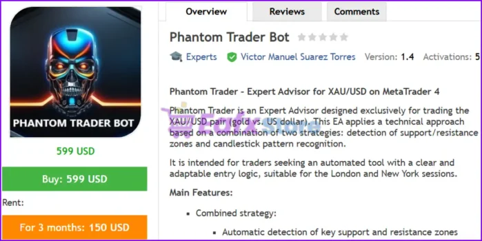 Phantom Trader Bot MT4 Review