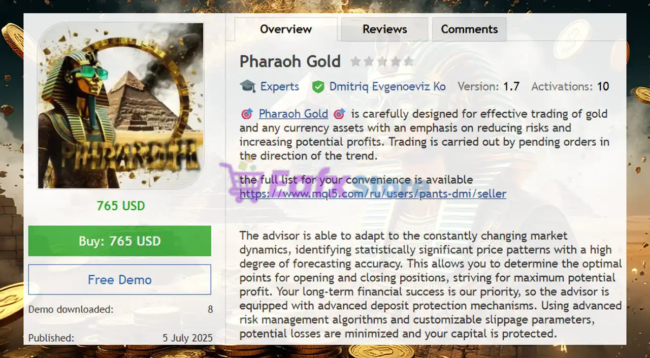 Pharaoh Gold EA MT4 v1.7 (Unlimited) – Available 2 Pharaoh Gold EA Review