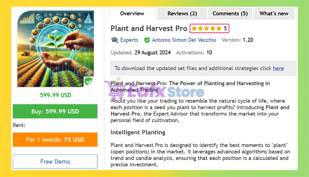 Plant and Harvest Pro EA MT5 (Latest version) – GroupBuy 2 Plant and Harvest Pro EA Overview