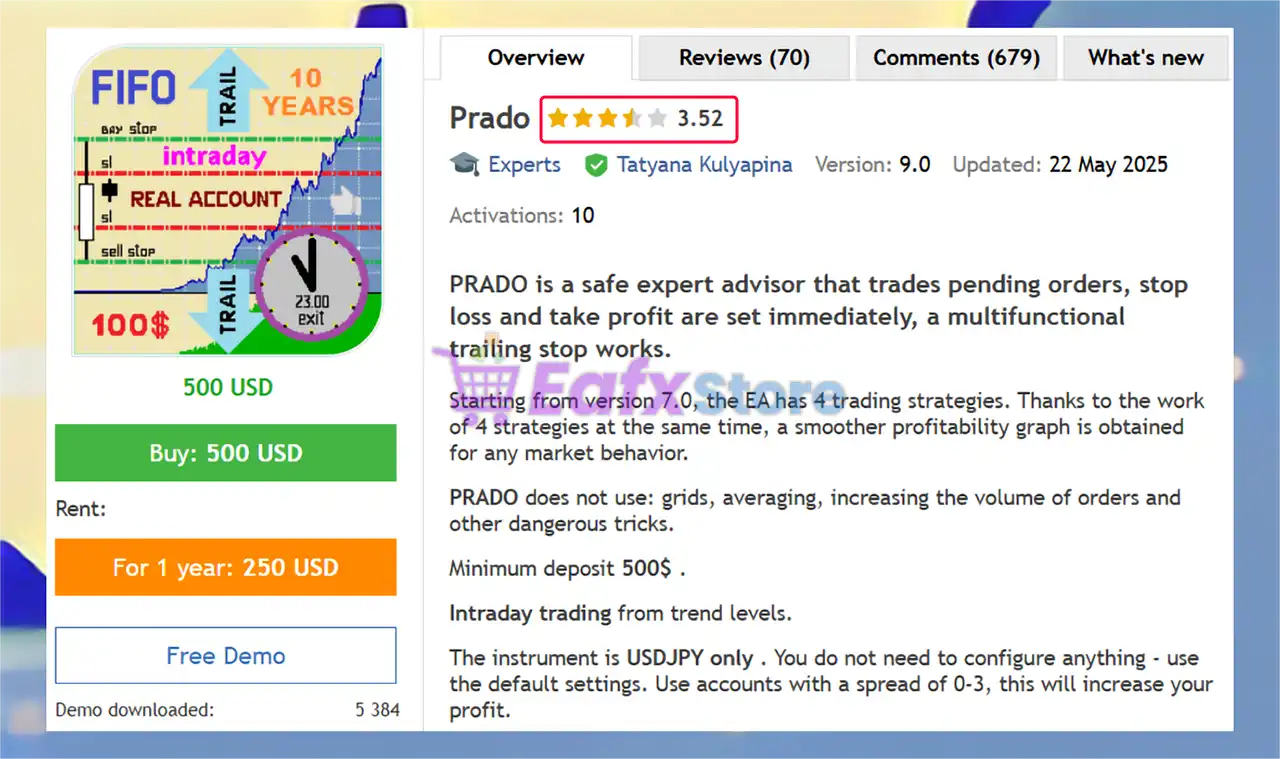 Prado EA MT4 v8.2 with SetFiles (Platform build 1441+) 2 Prado EA MT4 Overview
