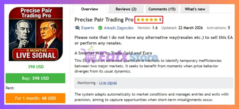 Precise Pair Trading Pro EA MT5 Review