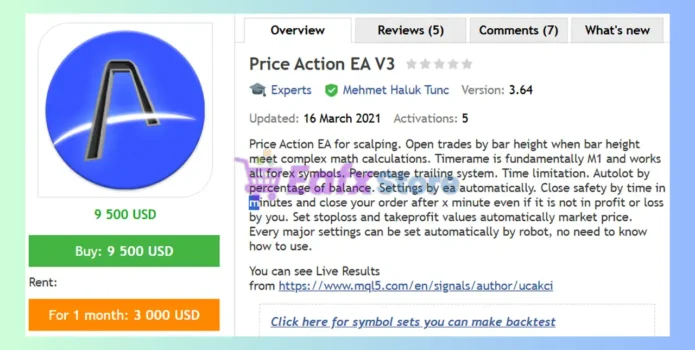 Price Action EA V3 EA Review