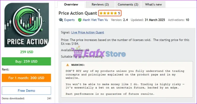 Price Action Quant EA MT5 Overview