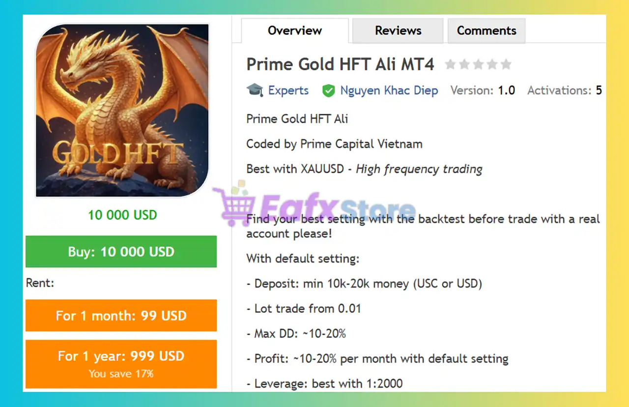 Prime Gold HFT Ali MT4 (Latest version) - Unlimited 2 Prime Gold HFT Ali MT4 Review