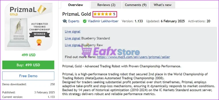 PrizmaL Gold EA Overview