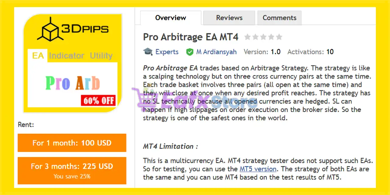 Pro Arbitrage EA MT4 (Latest version) 2 Pro Arbitrage EA MT4 Overview