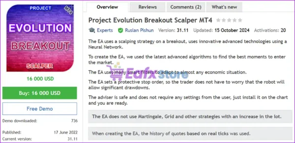 Project Evolution Breakout Scalper MT4 Overview