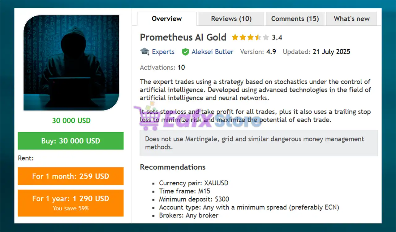 Prometheus AI Gold MT5 with Sets (Latest version) – GroupBuy 2 Prometheus AI Gold MT5 Overview