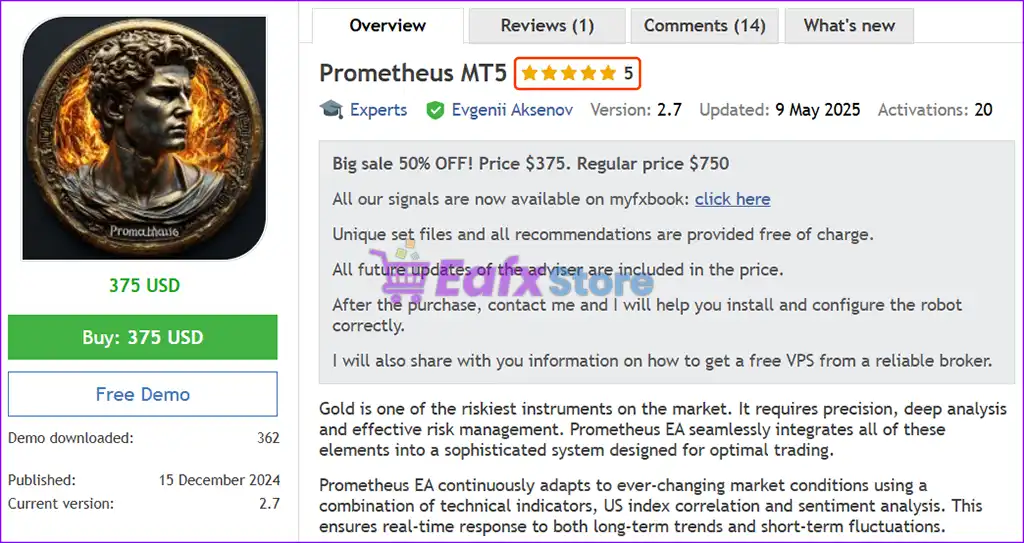 Prometheus MT5 with SetFiles (Latest version) – GroupBuy 2 Prometheus MT5 Overview
