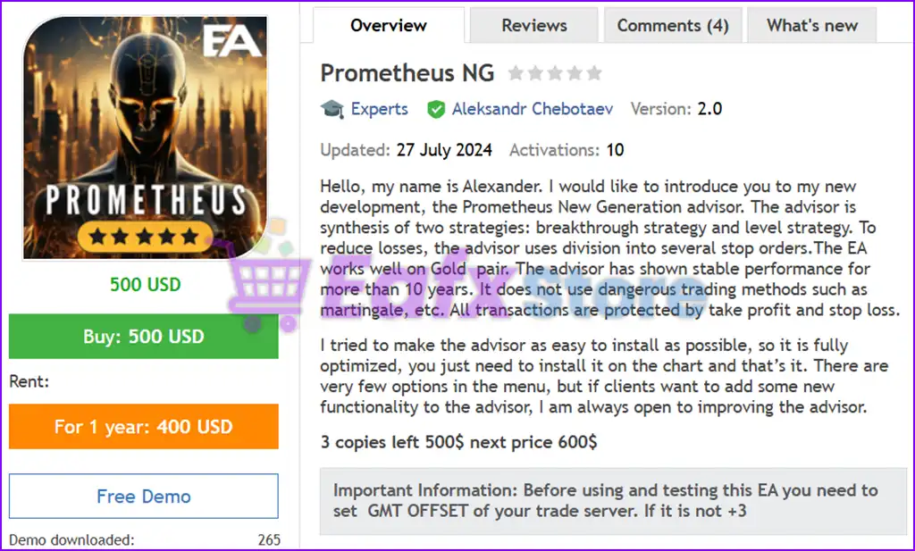 Prometheus NG EA MT5 (Latest version) – GroupBuy 2 Prometheus NG EA Overview