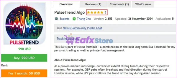 PulseTrend Algo EA MT5 Overview