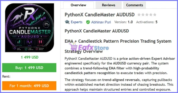 PythonX CandleMaster AUDUSD EA Review