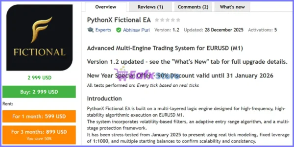 PythonX Fictional EA MT5 Review