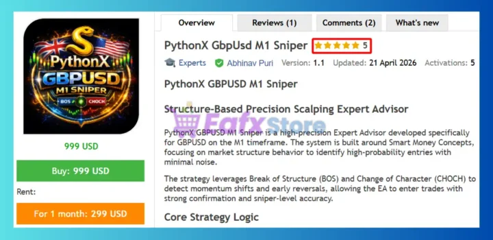 PythonX GbpUsd M1 Sniper EA MT5 Review