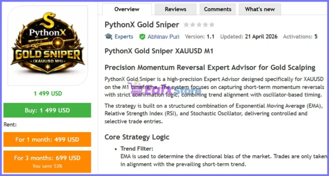 PythonX Gold Sniper EA MT5 Review