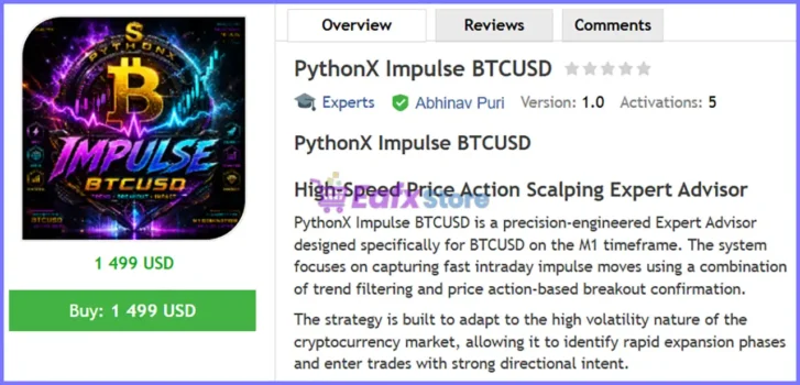 PythonX Impulse BTCUSD EA MT5 Review