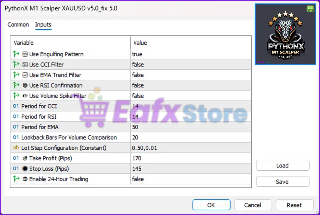 PythonX M1 Scalper XAUUSD MT5 – Trading Settings Review 3