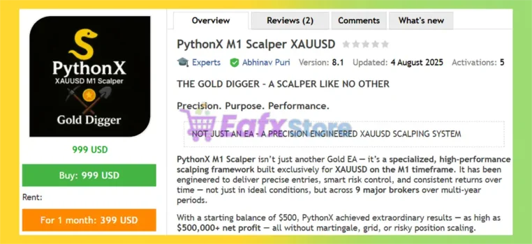 PythonX M1 Scalper XAUUSD Overview