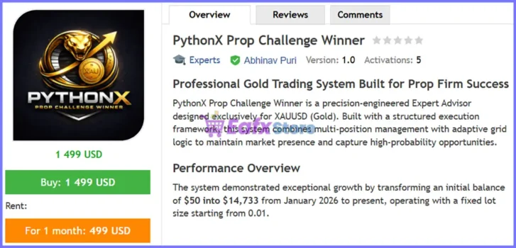PythonX Prop Challenge Winner EA MT5 Review
