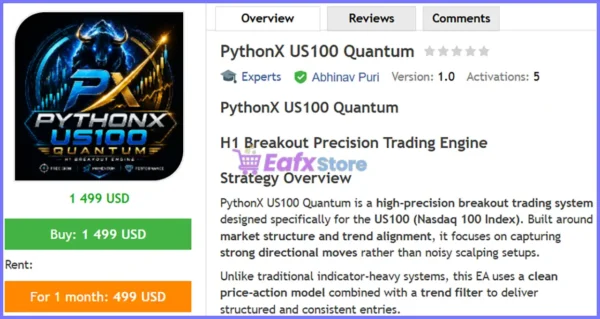 PythonX US100 Quantum EA Review