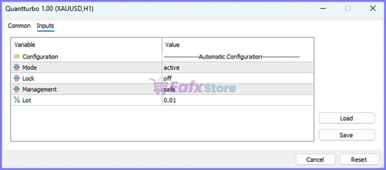 Quantturbo EA MT5 Settings Panel