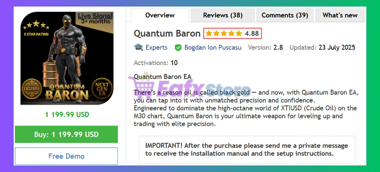 Quantum Baron EA MT5 (Latest version) – GroupBuy 2 Quantum Baron EA Review