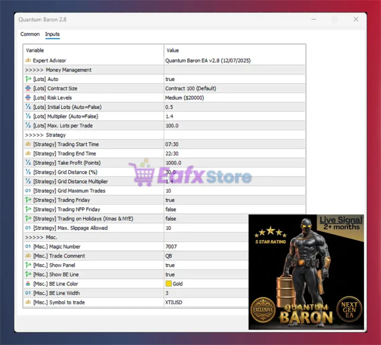 Quantum Baron MT5 Settings Panel